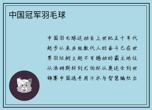 中国冠军羽毛球